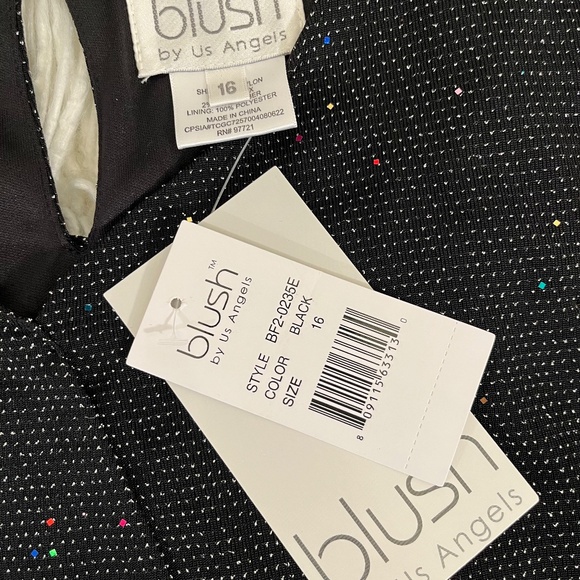 BLUSH by US Angels "Faux Wrapknit dress in Black Sparkle" NWT - Picture 3 of 4